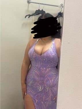 & Other Stories Lavender Sequin Halter Prom Gown